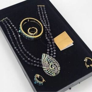 4 piece Heidi Daus Purple Paisley Crystal Teardrop Tapestry Jewelry Set